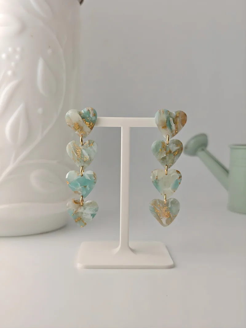 Valentine, Turquoise, polymère façonné main — Atelier Ora
